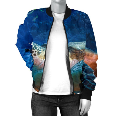 Honu Sea Turtle Women Casual Bomber Jacket