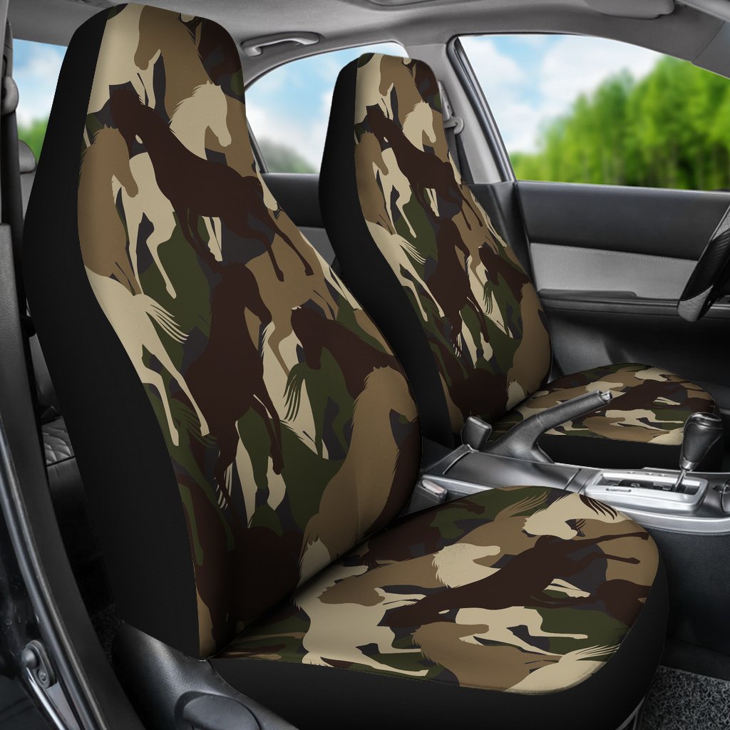 Horse Camo Themed Design Print Universal Fit Car Seat Covers