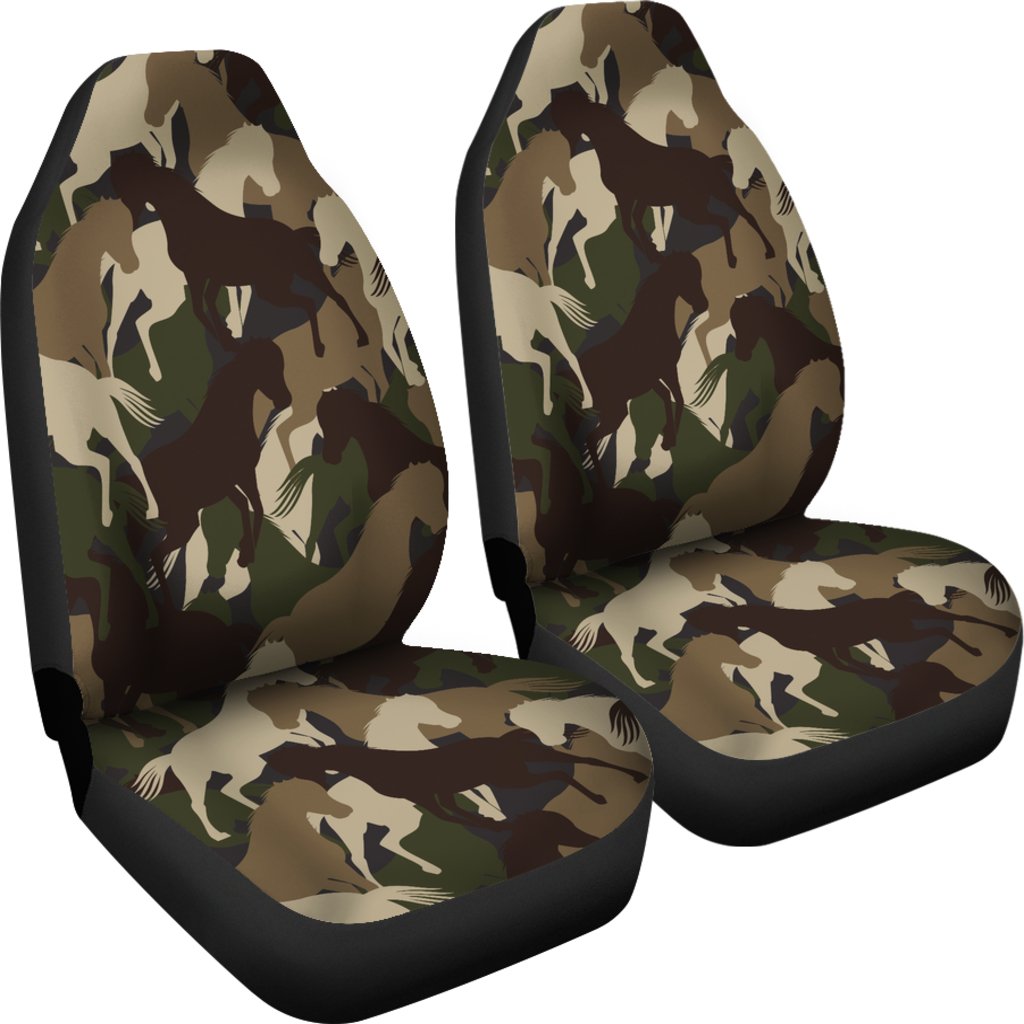 Horse Camo Themed Design Print Universal Fit Car Seat Covers