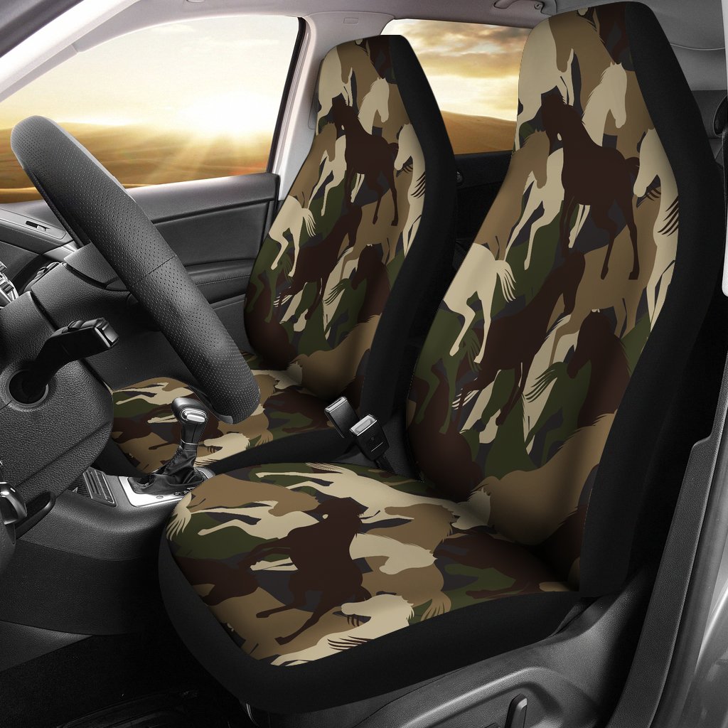 Horse Camo Themed Design Print Universal Fit Car Seat Covers