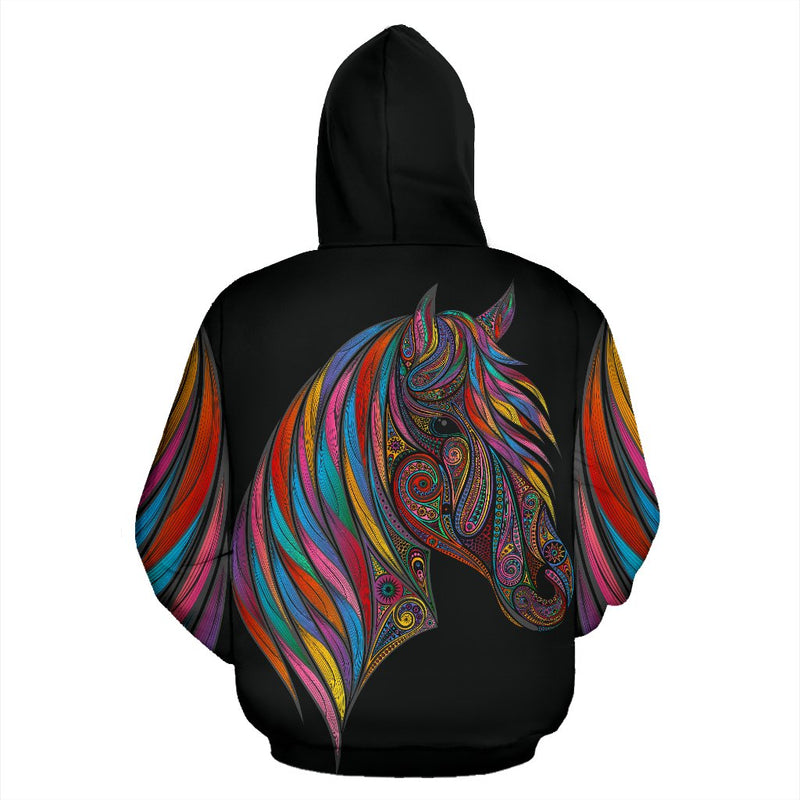 Horse Colorful All Over Zip Up Hoodie