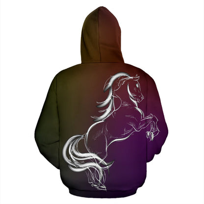 Horse Colorful hand draw All Over Zip Up Hoodie