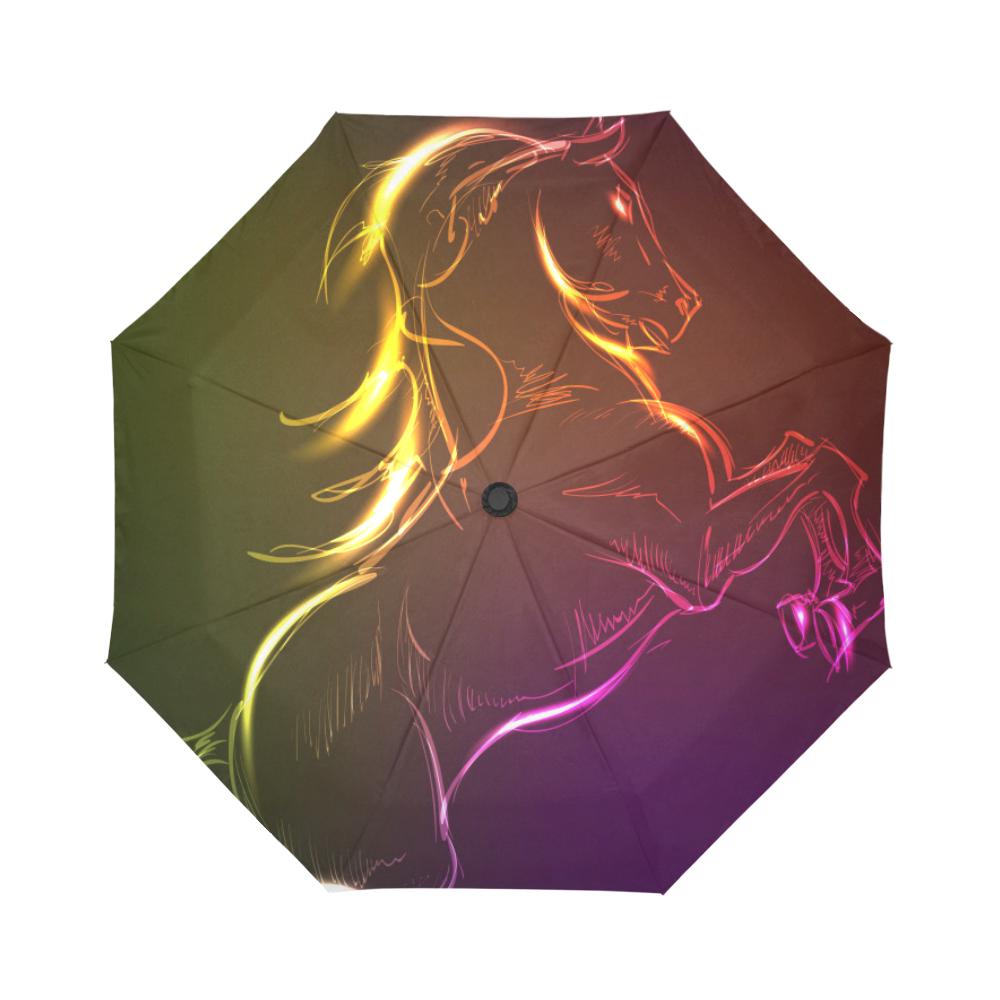 Horse Colorful hand draw Automatic Foldable Umbrella