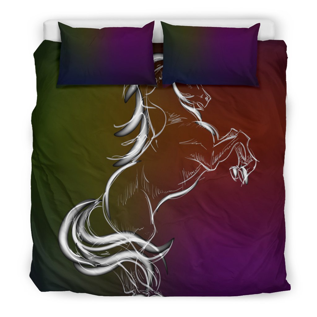 Horse Colorful hand draw Duvet Cover Bedding Set