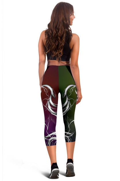 Horse Colorful Hand Draw Women Capris