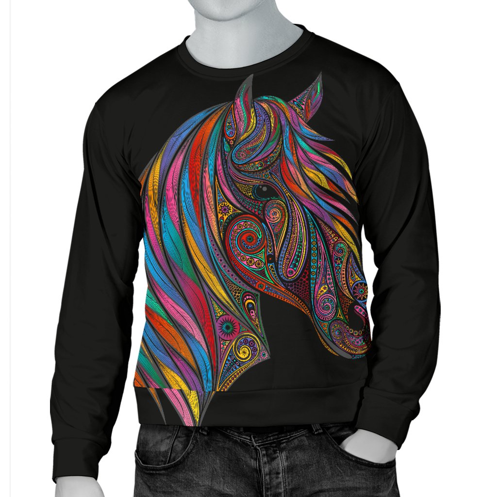 Horse Colorful Men Crewneck Sweatshirt
