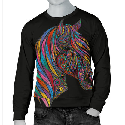 Horse Colorful Men Crewneck Sweatshirt