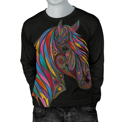 Horse Colorful Men Crewneck Sweatshirt