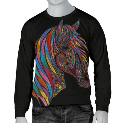 Horse Colorful Men Crewneck Sweatshirt