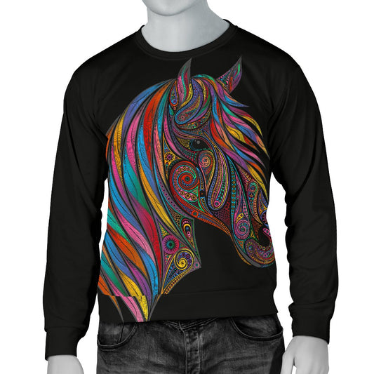 Horse Colorful Men Crewneck Sweatshirt