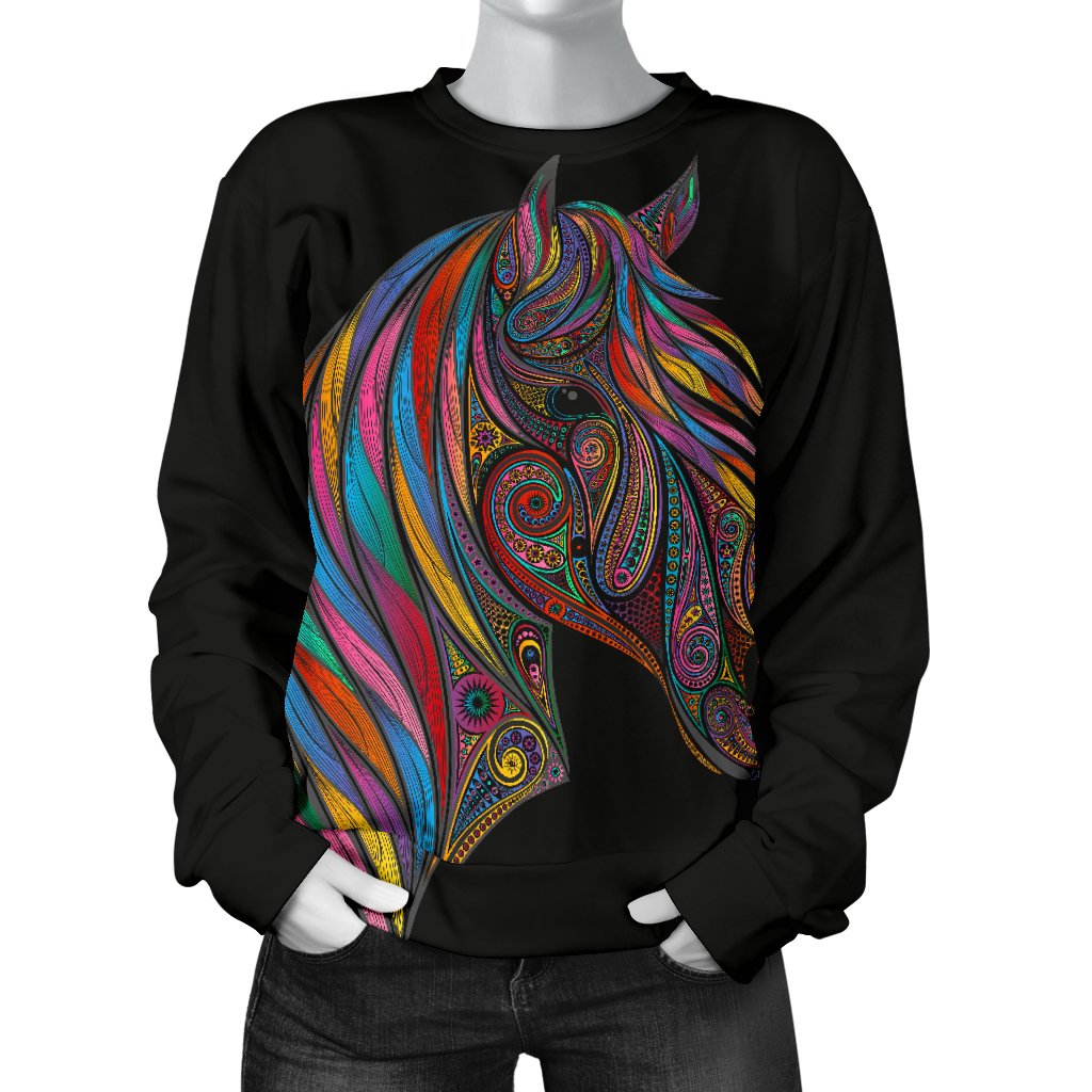 Horse Colorful Women Crewneck Sweatshirt