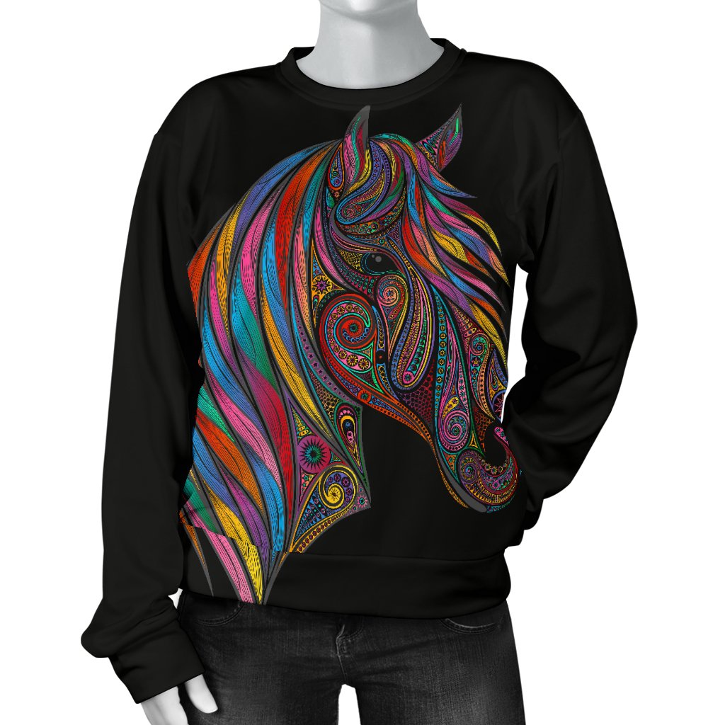 Horse Colorful Women Crewneck Sweatshirt