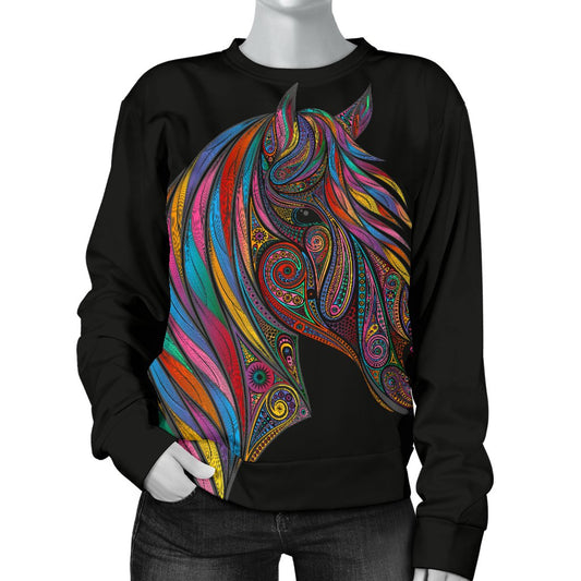 Horse Colorful Women Crewneck Sweatshirt