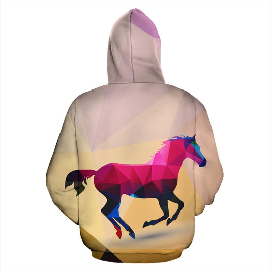 Horse Design Colorful All Over Zip Up Hoodie