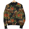 Horse Embroidery with Flower Design Women Casual Bomber Jacket