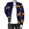 Horse Luxury Themed Pattern Print Women Casual Bomber Jacket