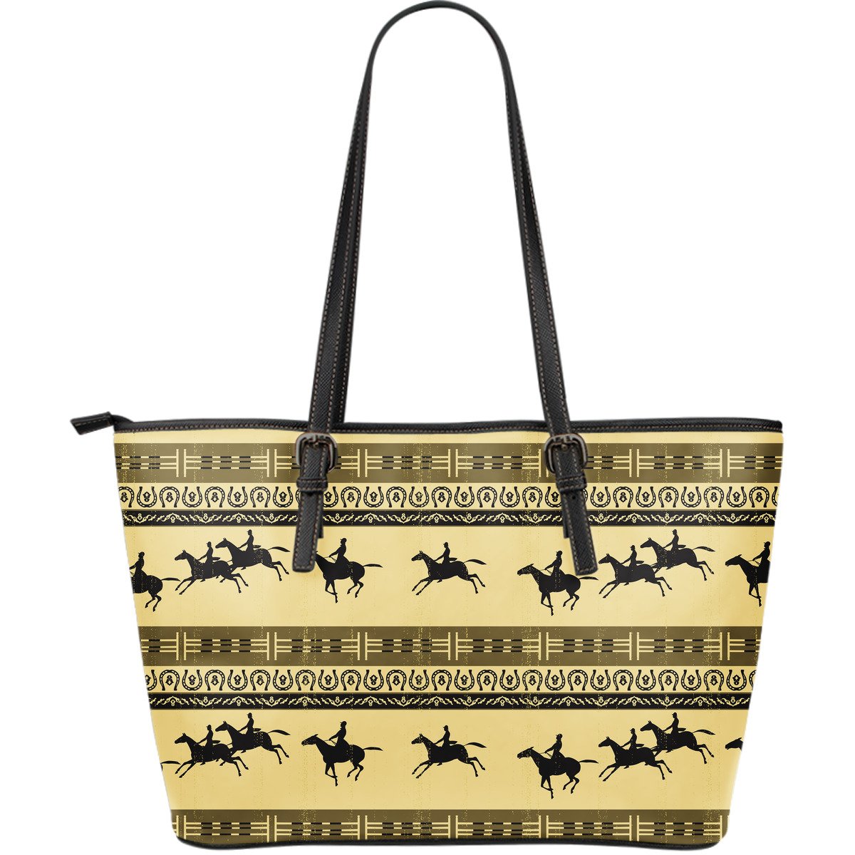 Horse Pattern Print Large Leather Tote Bag