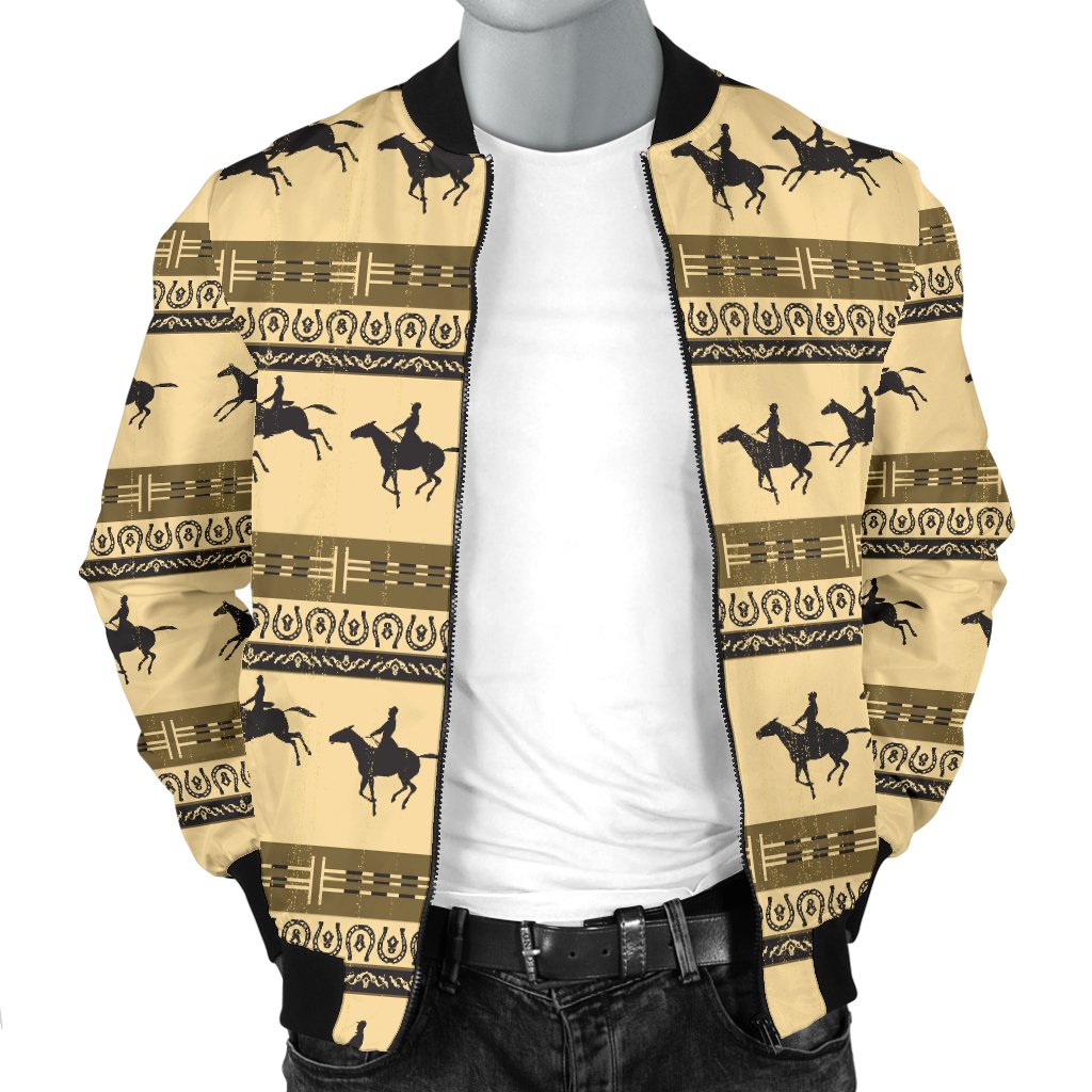 Horse Pattern Print Men Casual Bomber Jacket
