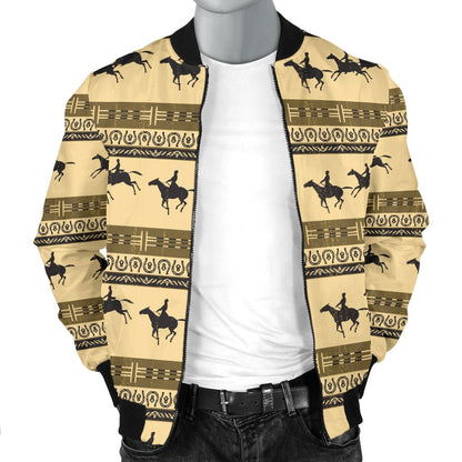 Horse Pattern Print Men Casual Bomber Jacket