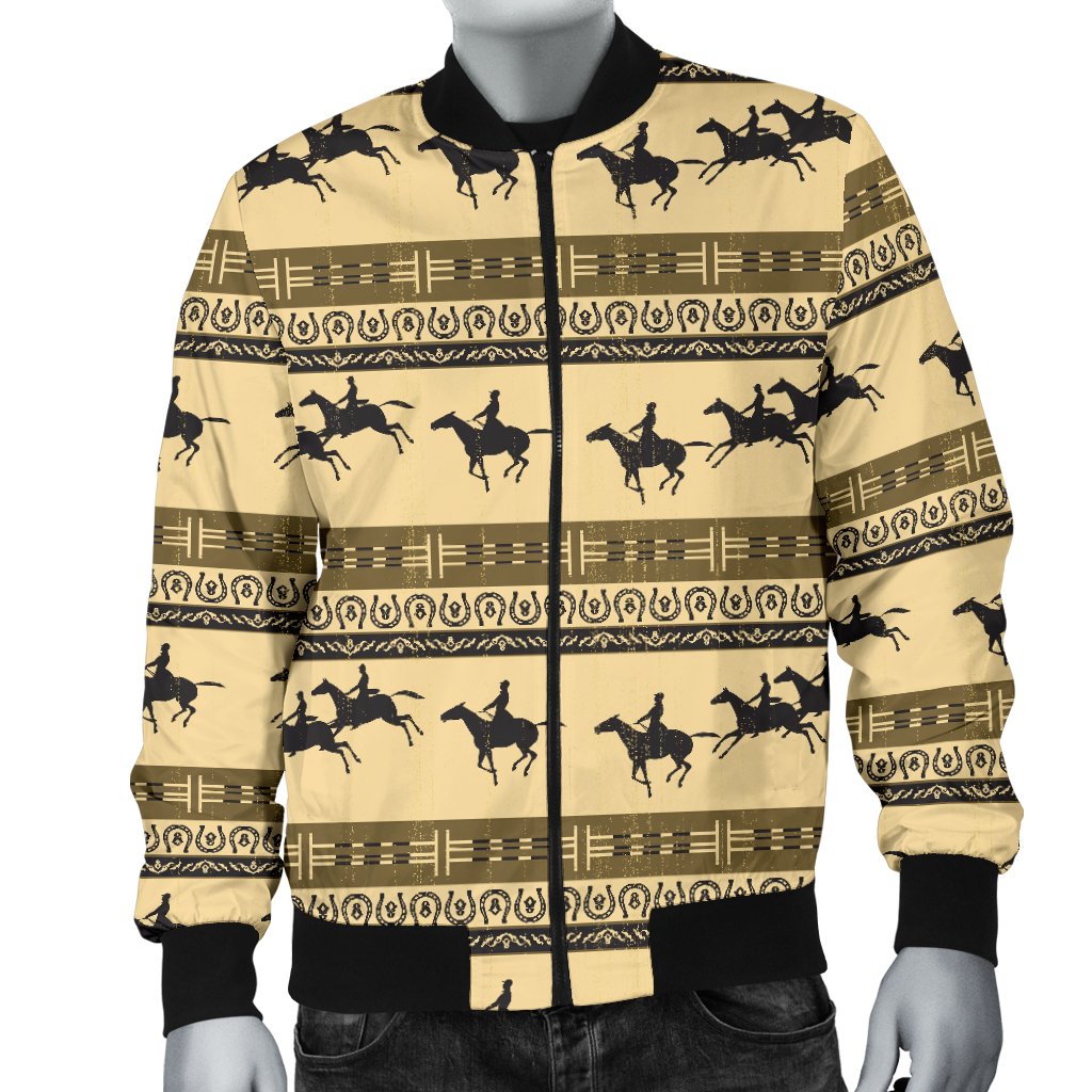 Horse Pattern Print Men Casual Bomber Jacket