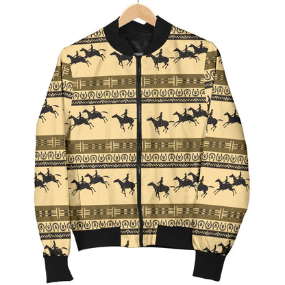Horse Pattern Print Men Casual Bomber Jacket