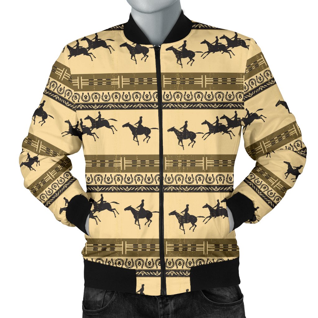 Horse Pattern Print Men Casual Bomber Jacket