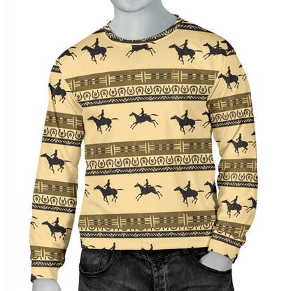 Horse Pattern Print Men Crewneck Sweatshirt