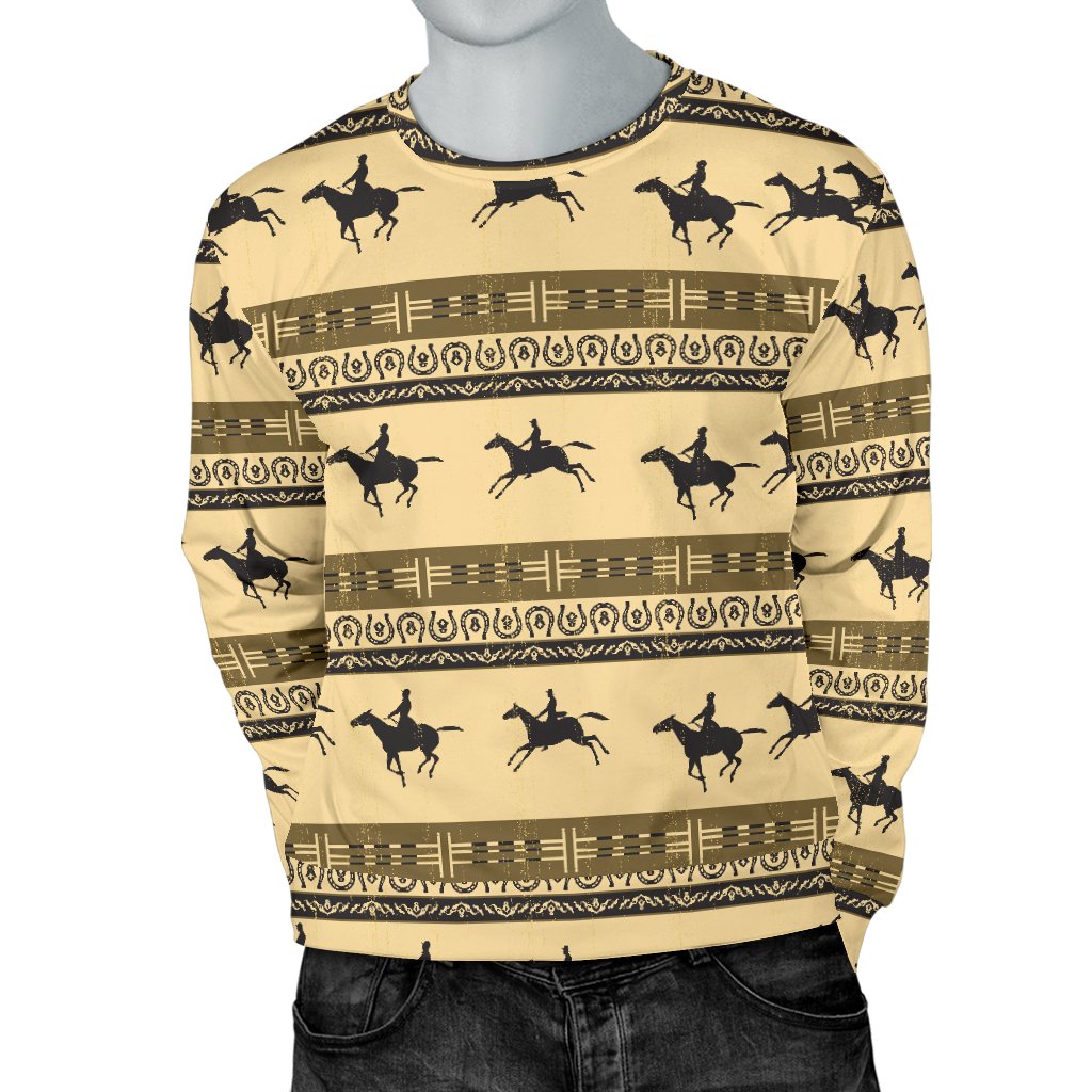 Horse Pattern Print Men Crewneck Sweatshirt
