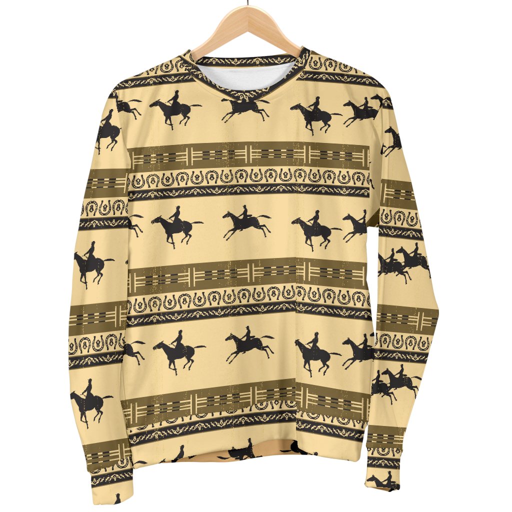 Horse Pattern Print Men Crewneck Sweatshirt
