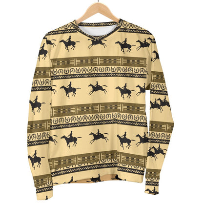 Horse Pattern Print Men Crewneck Sweatshirt