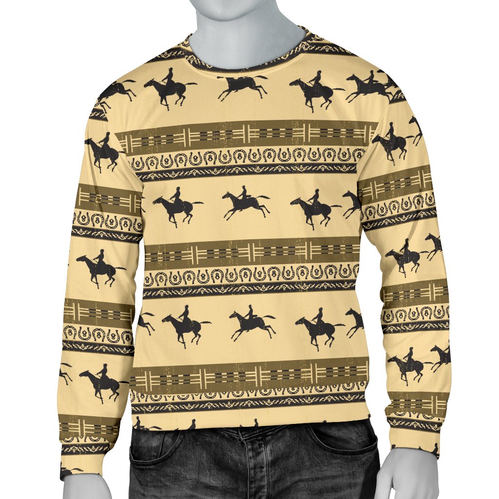 Horse Pattern Print Men Crewneck Sweatshirt