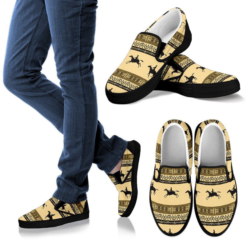 Horse Pattern Print Men Slip On Shoes