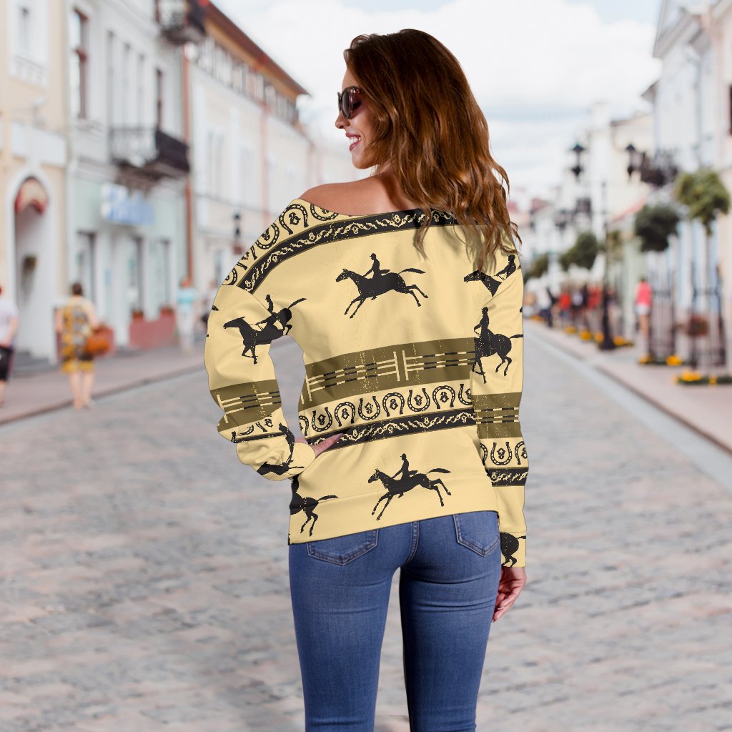 Horse Pattern Print Off Shoulder Sweatshirt