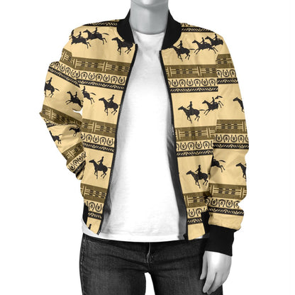 Horse Pattern Print Women Casual Bomber Jacket
