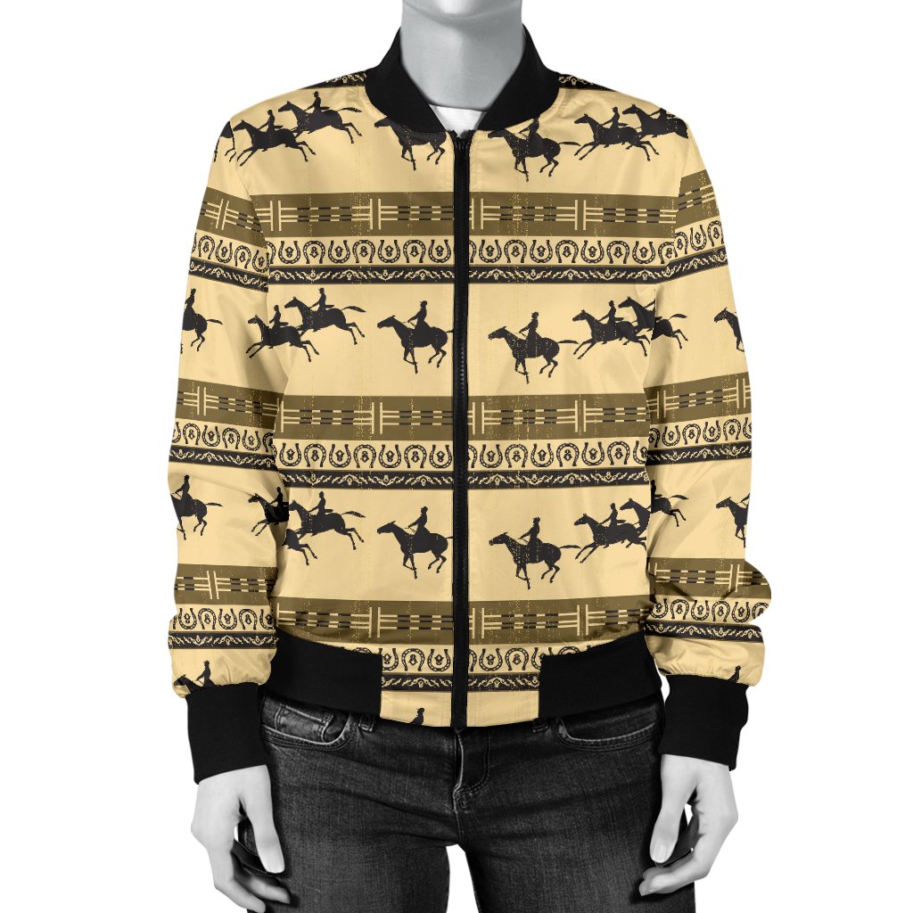 Horse Pattern Print Women Casual Bomber Jacket