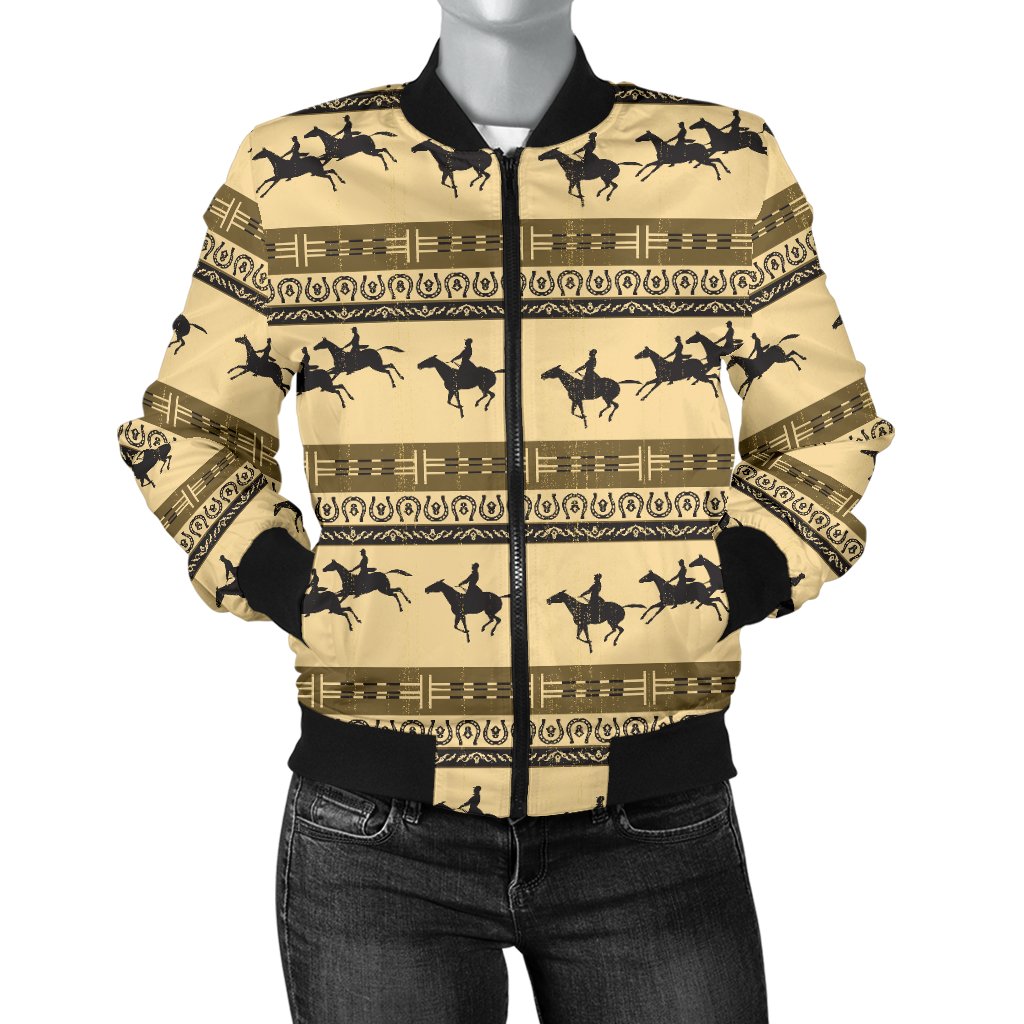 Horse Pattern Print Women Casual Bomber Jacket