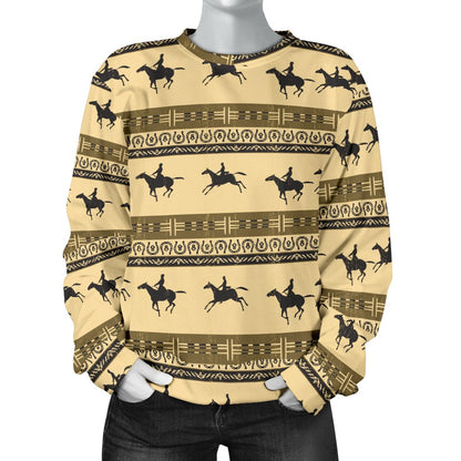 Horse Pattern Print Women Crewneck Sweatshirt