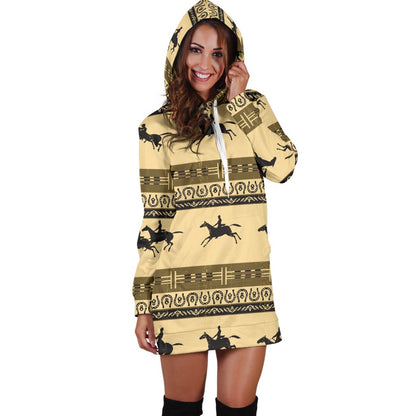 Horse Pattern Print Women Hoodie Dress