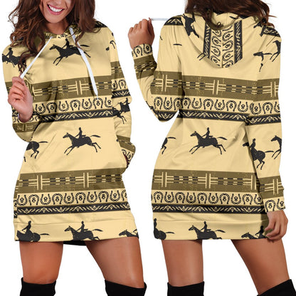 Horse Pattern Print Women Hoodie Dress