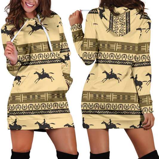 Horse Pattern Print Women Hoodie Dress