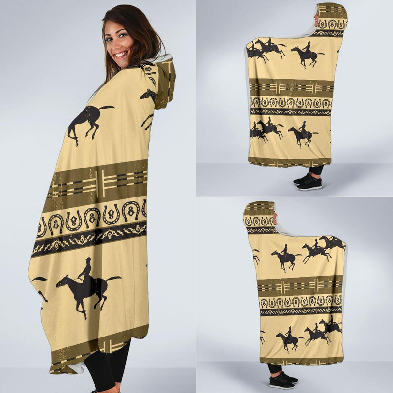 Horse Pattern Prnt Hooded Blanket-JORJUNE.COM