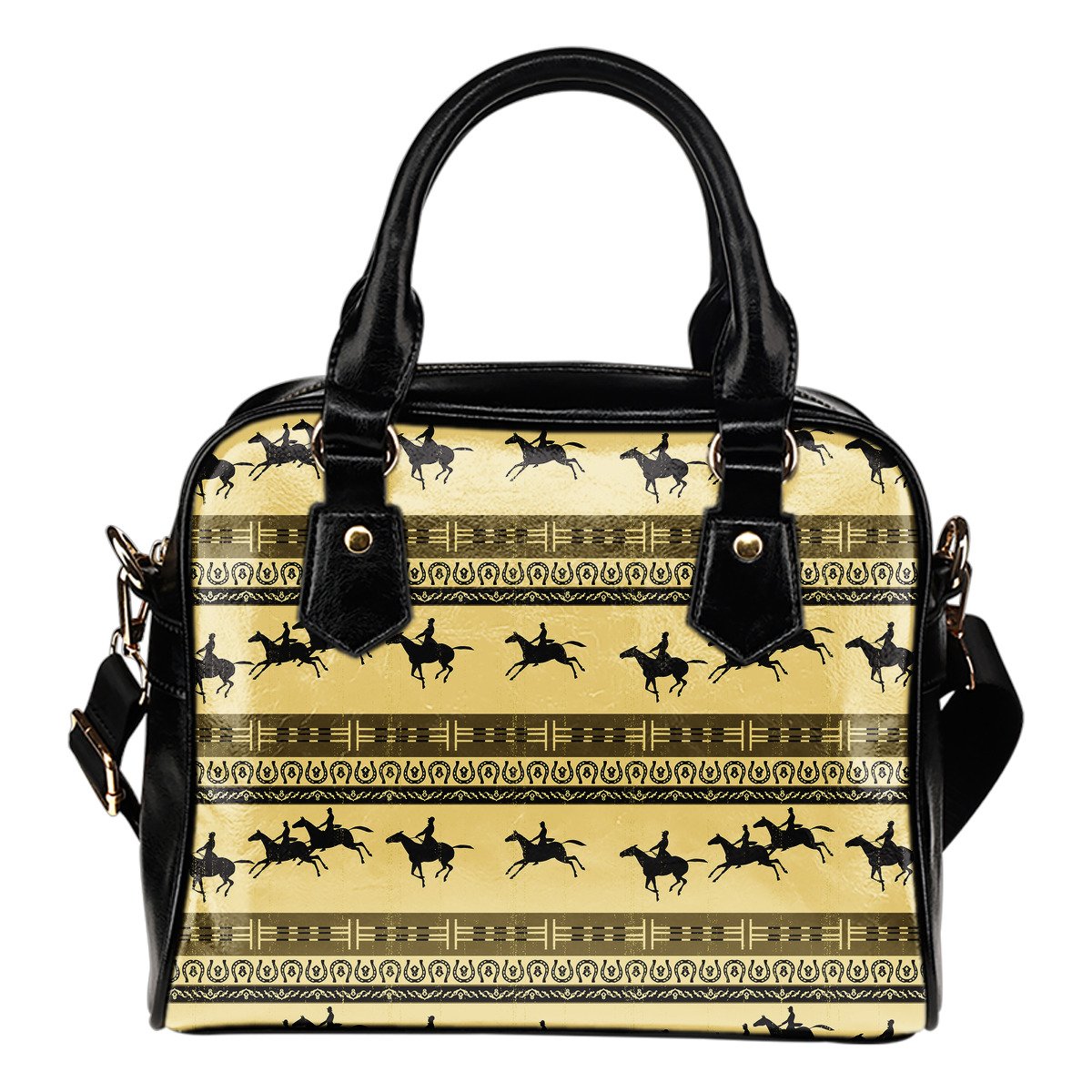 Horse Pattern Prnt Leather Shoulder Handbag