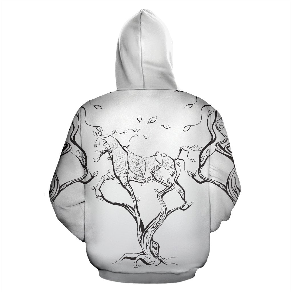 Horse Tree Design All Over Zip Up Hoodie
