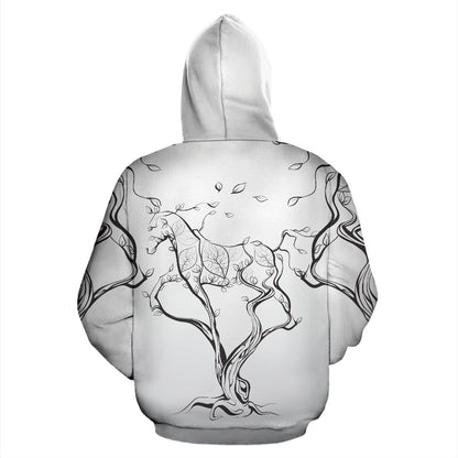 Horse Tree Design All Over Zip Up Hoodie