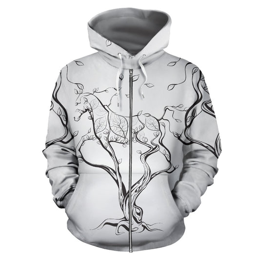 Horse Tree Design All Over Zip Up Hoodie