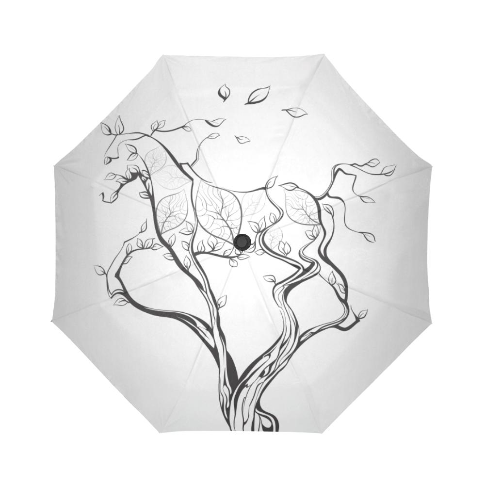 Horse Tree Design Automatic Foldable Umbrella