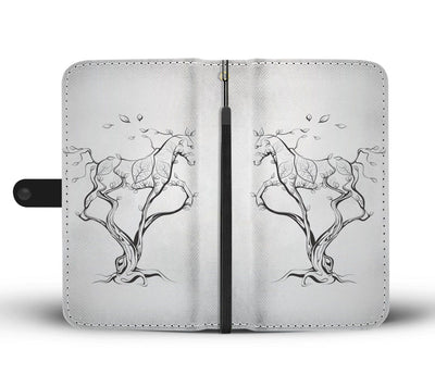 Horse Tree Design Wallet Phone Case