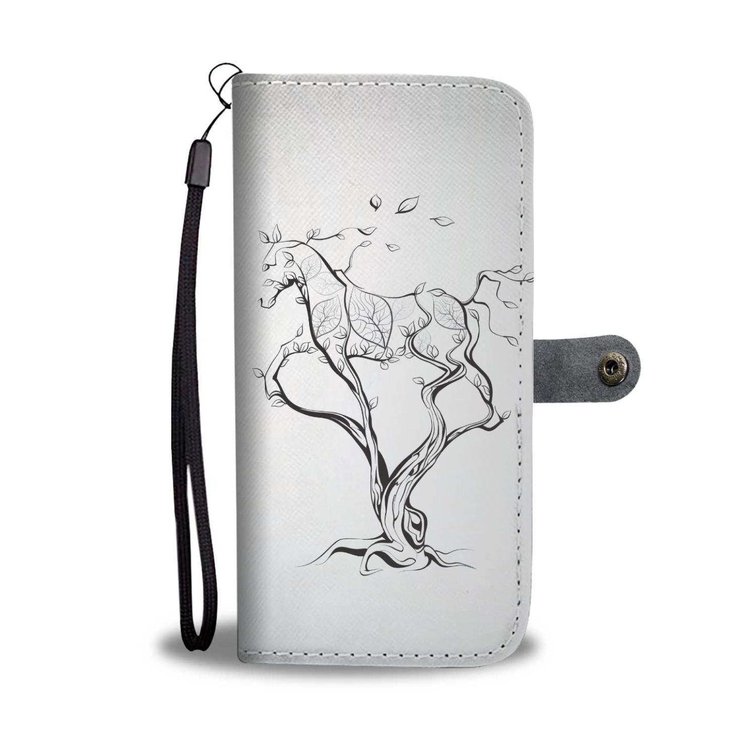 Horse Tree Design Wallet Phone Case