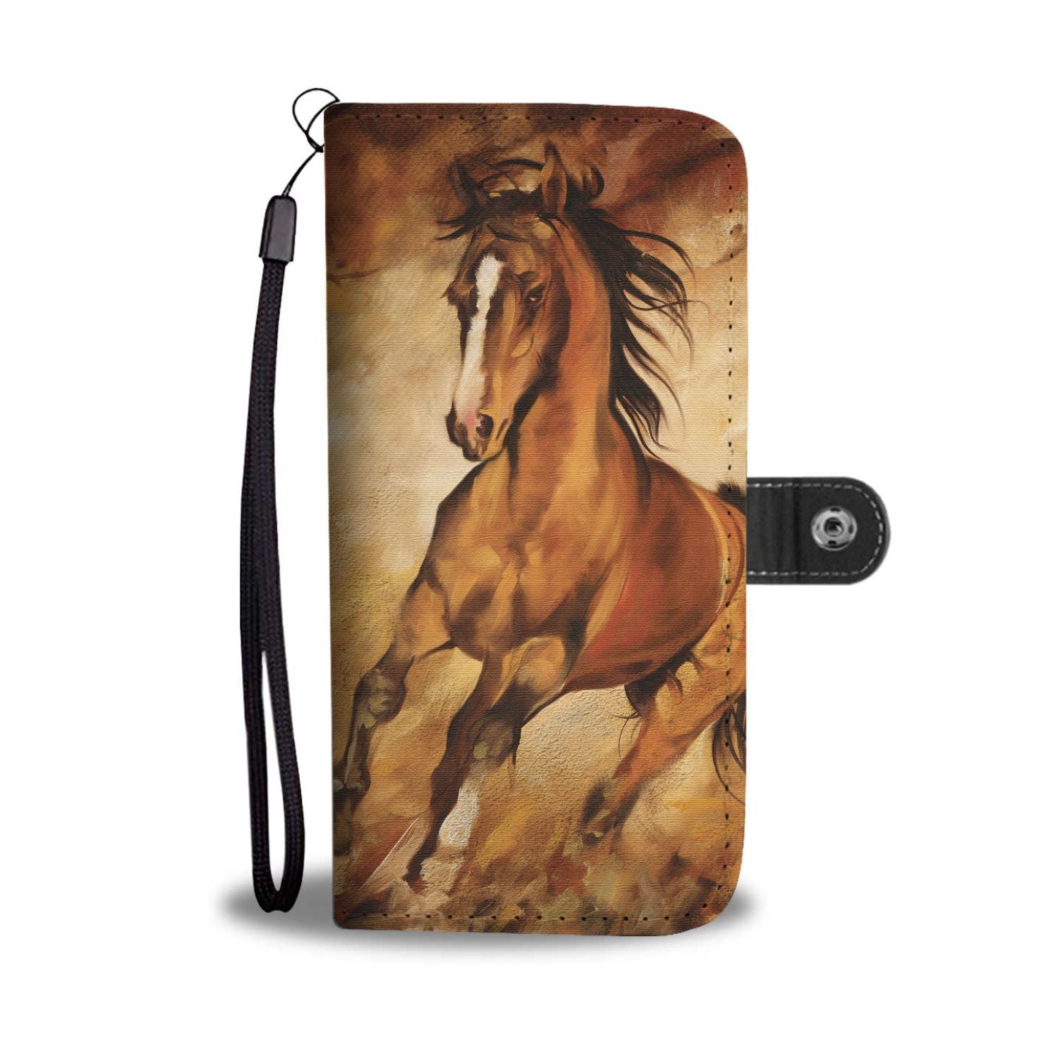 Horse water color paint Wallet Phone Case
