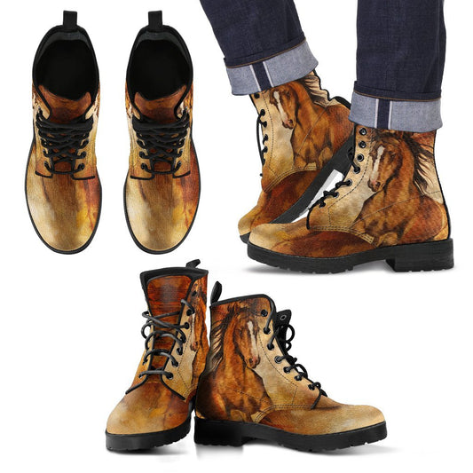 Horse water color paint Women & Men Leather Boots